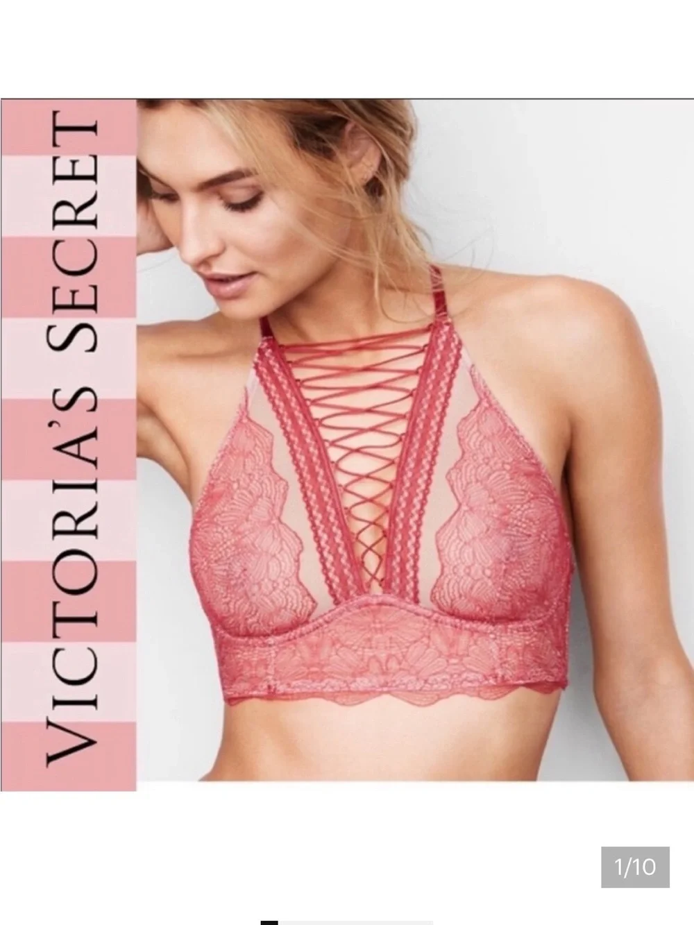 NEW•VICTORIA’S SECRET• Unique Terra Cotta Lace Up Bralette• M